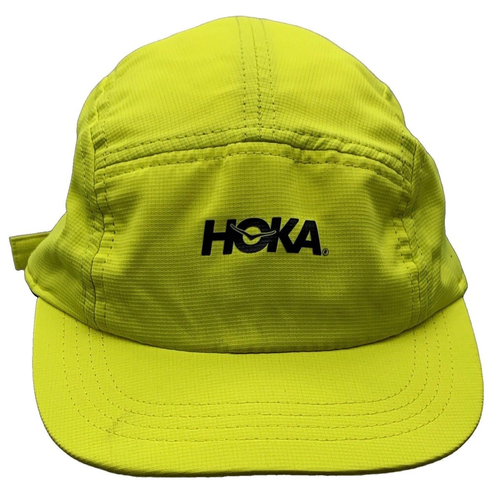 HOKA Yellow Ripstop Polyester Running Baseball Cap Adjustable Logo